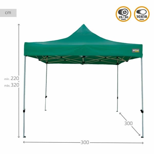 Gazebo Aktive 300 x 300 x 220 cm Grøn Foldbar Justerbar højde