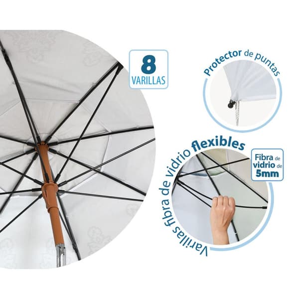 Parasoll Vit Ø 200 cm SPF50+ Boho
