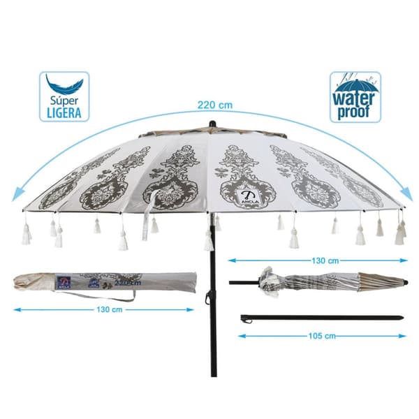 Parasoll Vit Ø 220 cm SPF50+ Boho