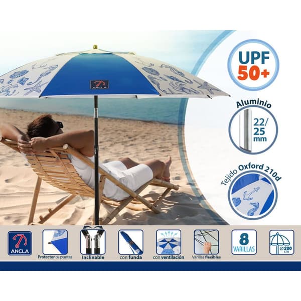 Aurinkovarjo Sininen Ø 200 cm SPF50+ Laivasto