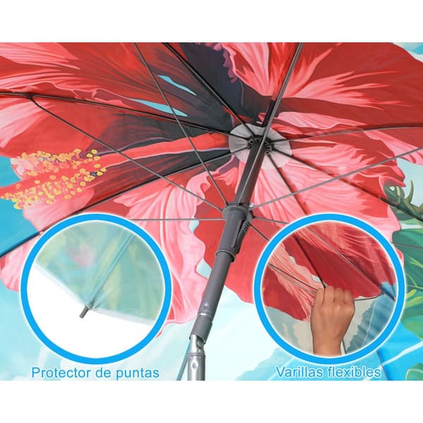 Parasoll Ø 160 cm SPF50+ Blomster