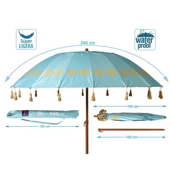 Aurinkovarjo Sininen Ø 240 cm SPF50+