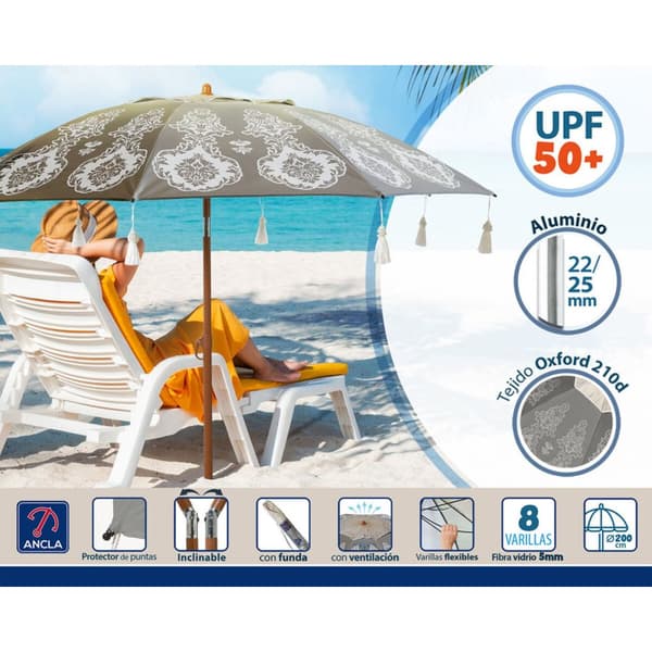 Aurinkovarjo Harmaa Ø 200 cm SPF50+ Boho