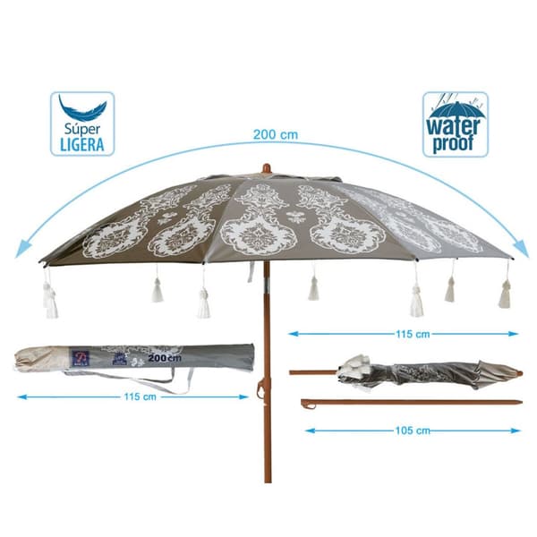 Aurinkovarjo Harmaa Ø 200 cm SPF50+ Boho