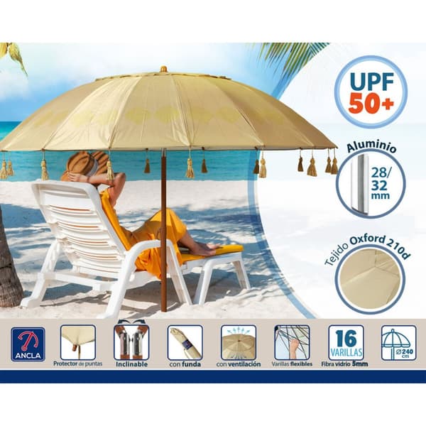 Solskærm Beige Ø 240 cm SPF50+