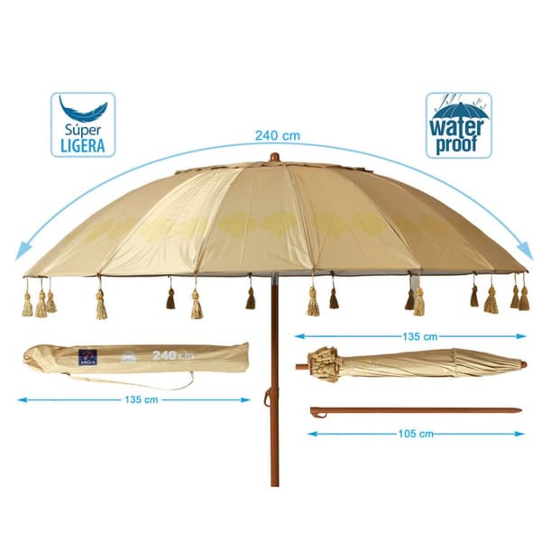 Solskærm Beige Ø 240 cm SPF50+