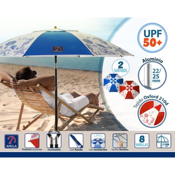 Parasoll Ø 180 cm SPF50+ Havsblå