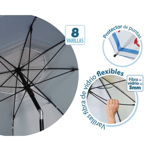 Parasoll Blå Ø 180 cm SPF50+ Ankare