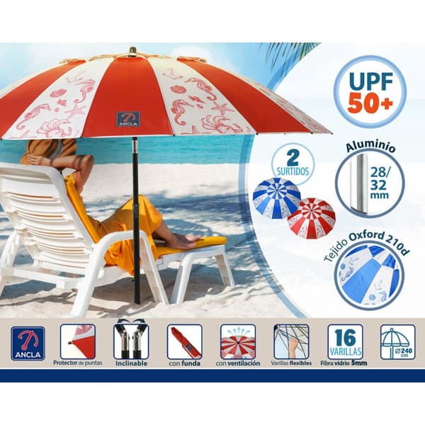 Aurinkovarjo Ø 240 cm SPF50+ Laivasto