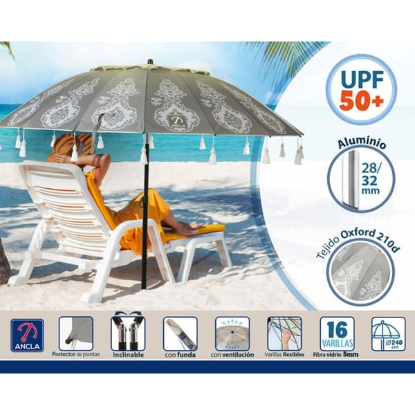 Aurinkovarjo Harmaa Ø 240 cm SPF50+ Boho