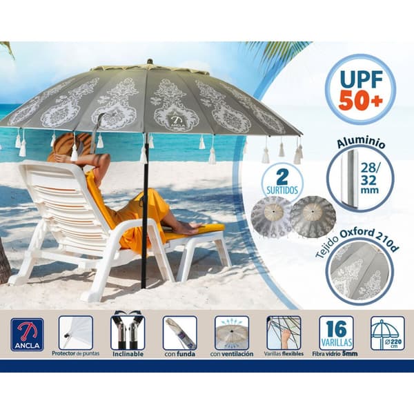 Strandparasoll Ø 220 cm SPF50+ Orientalsk