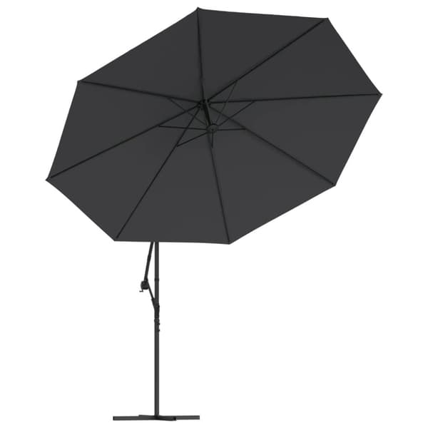 Frihängande trädgårdsparasoll med LEDs svart 350 cm