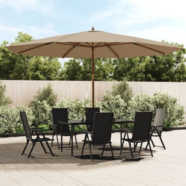 Parasoll med trästång 400x273 cm taupe