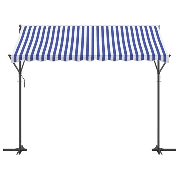 Fristående markis blå och vit 300x300 cm tyg och stål