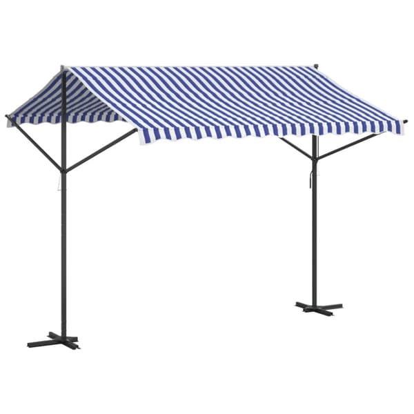 Fristående markis blå och vit 300x300 cm tyg och stål