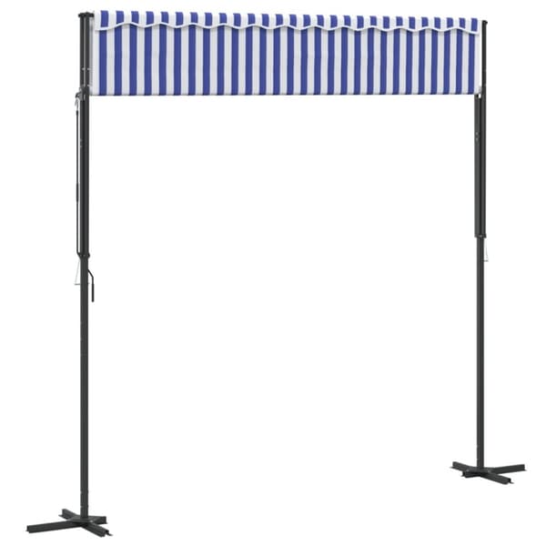 Fristående markis blå och vit 300x300 cm tyg och stål