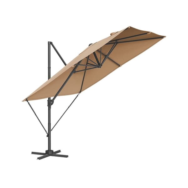 Parasol 270x270 cm - UPF 50+ - med krumtap og tværfod - grå