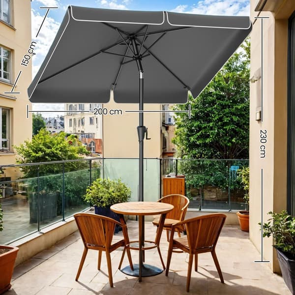 Parasol - 200 x 150 cm, rektangulär balkongparasol, UPF 50+