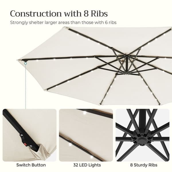 Parasol på solenergi med LED-belysningsmoderne design