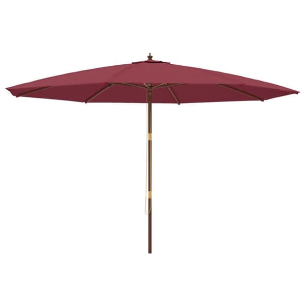 Parasoll med trästång 400x273 cm vinröd