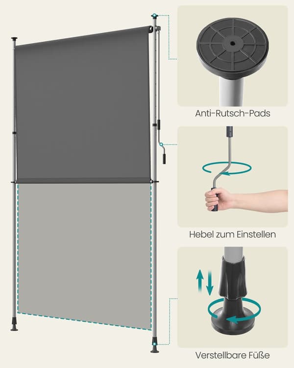 Justerbar markise-200x (220-300) cm-antracitgrå