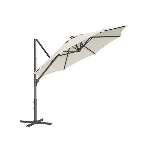 Parasol Ø300 cm - UPF 50+ - Med vev och korsfot - grå