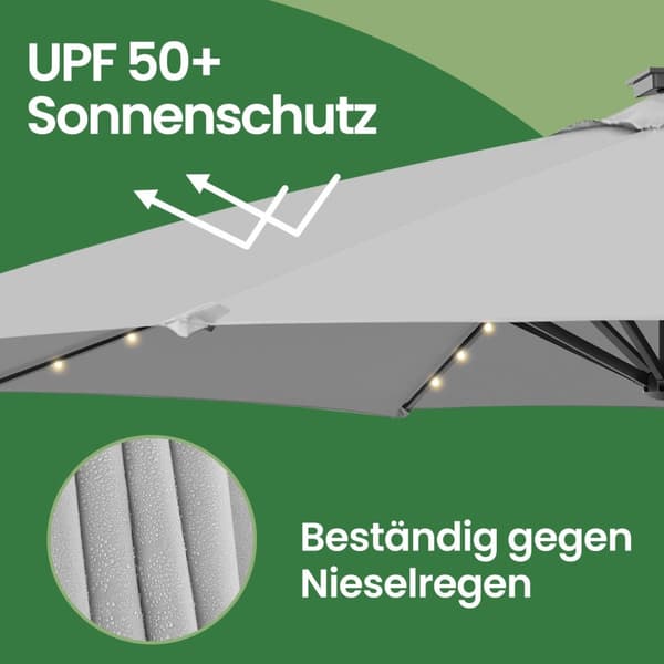 Flytande parasol - 300 cm, fristående, rymligt solskydd