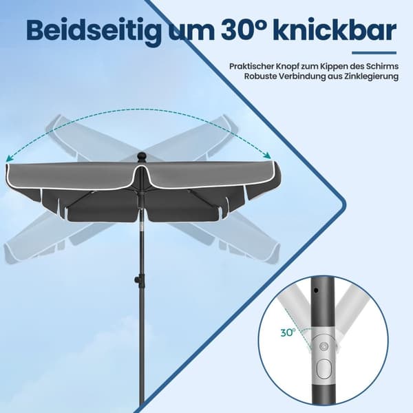 Parasol - 230 x 150 cm, balkonparasol med UPF 50+ solbeskyttelse