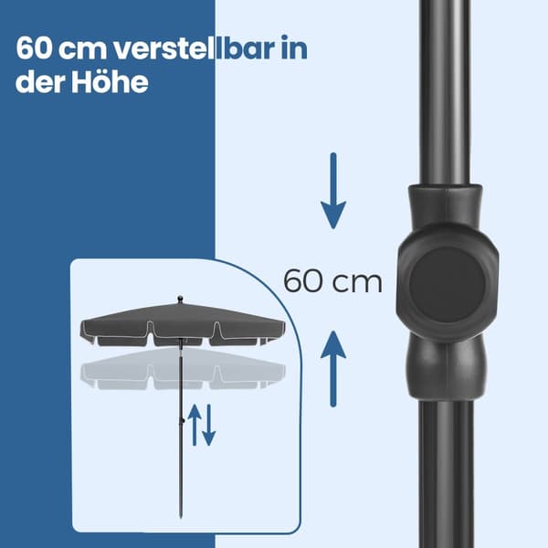 Parasol - 230 x 150 cm, balkonparasol med UPF 50+ solbeskyttelse