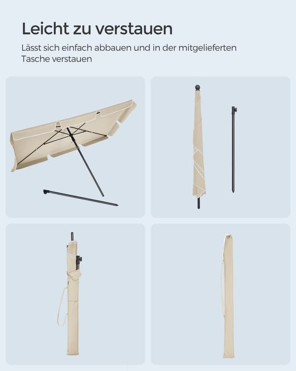 Parasol 230 x 150 cm sammenfoldelig og justerbar i højden