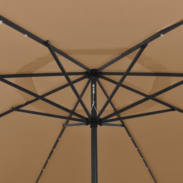 Trädgårdsparasoll med LEDs 400 cm taupe