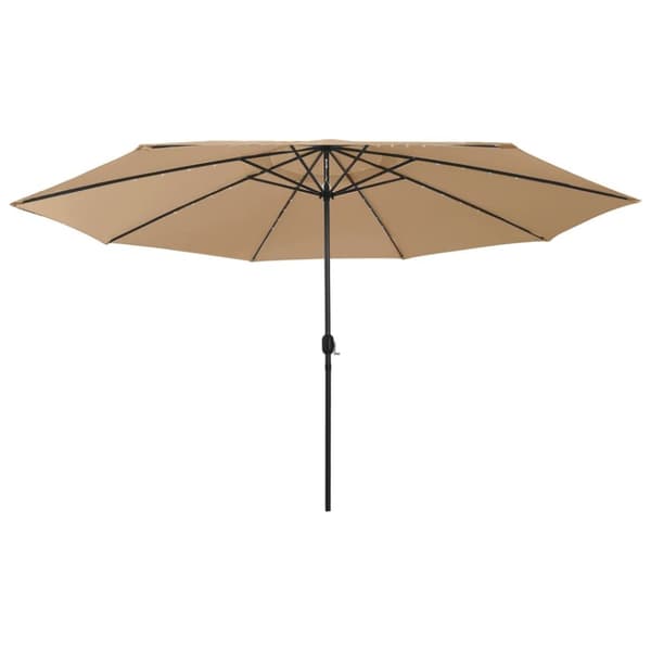 Trädgårdsparasoll med LEDs 400 cm taupe