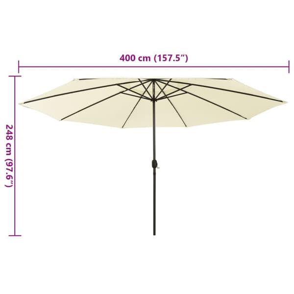 Trädgårdsparasoll med LEDs 400 cm sand