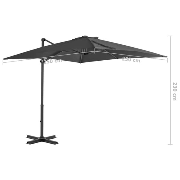 Frihängande trädgårdsparasoll aluminiumstång antracit 250x250cm