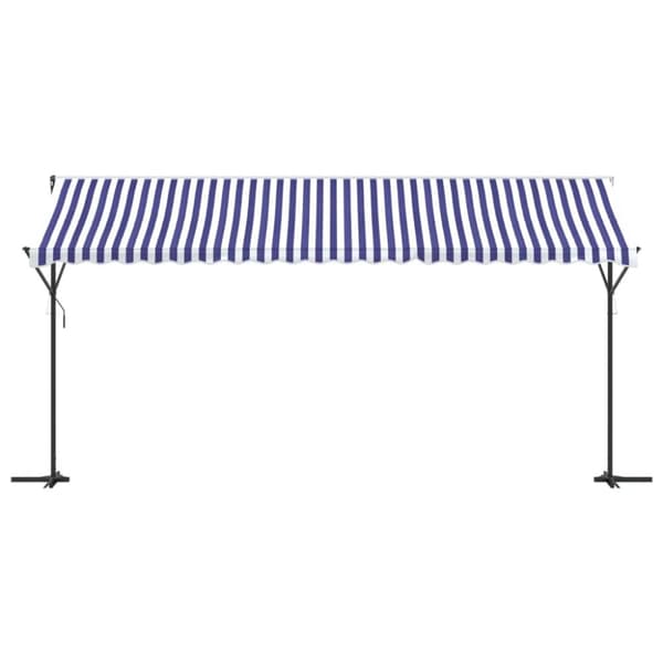 Fristående markis blå och vit 500x300 cm tyg och stål