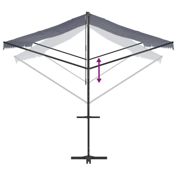 Fristående markis blå och vit 500x300 cm tyg och stål