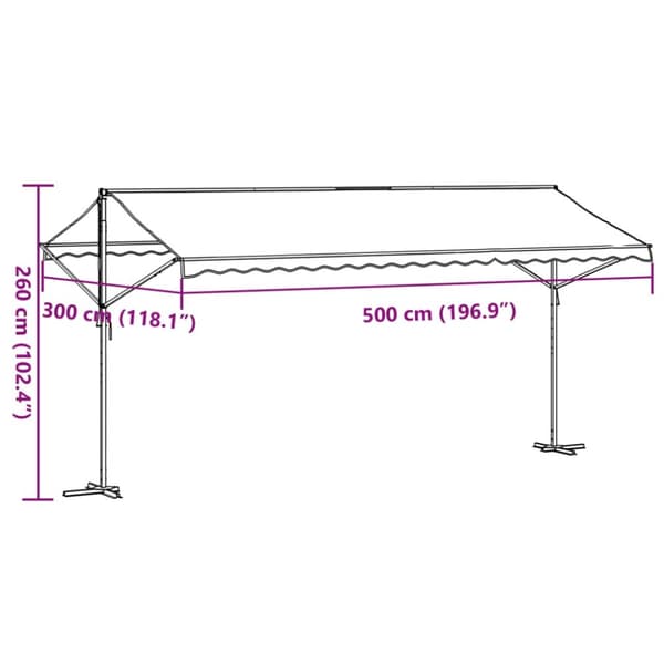 Fristående markis blå och vit 500x300 cm tyg och stål