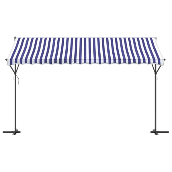 Fristående markis blå och vit 400x300 cm tyg och stål