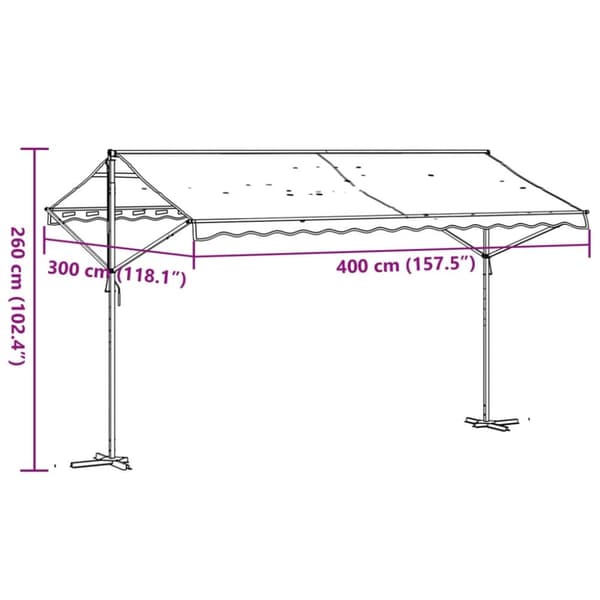 Fristående markis blå och vit 400x300 cm tyg och stål
