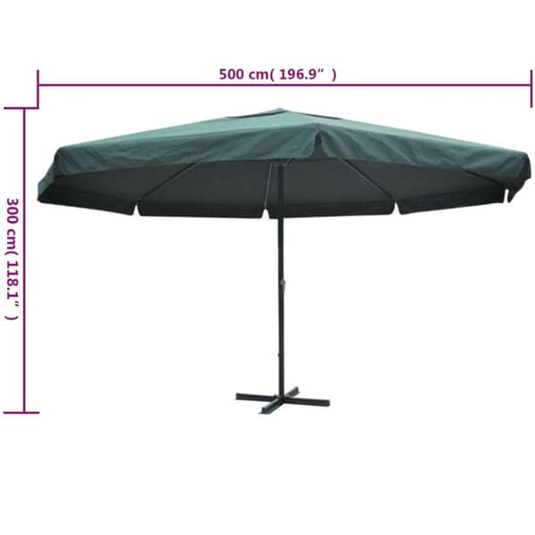 Parasoll aluminium grön 500 cm