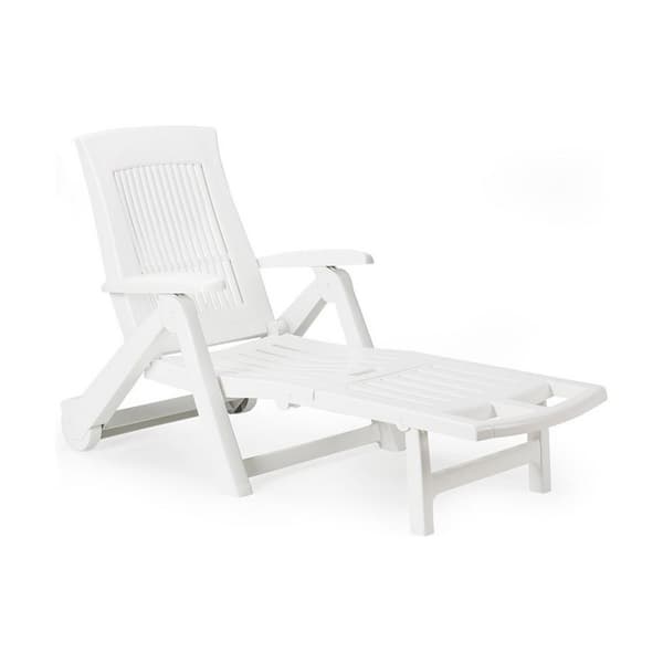 Ležalnik IPAE Progarden Zircone Foldbar Med hjul Hvid polypropylen (72 x 195 x 101 cm)