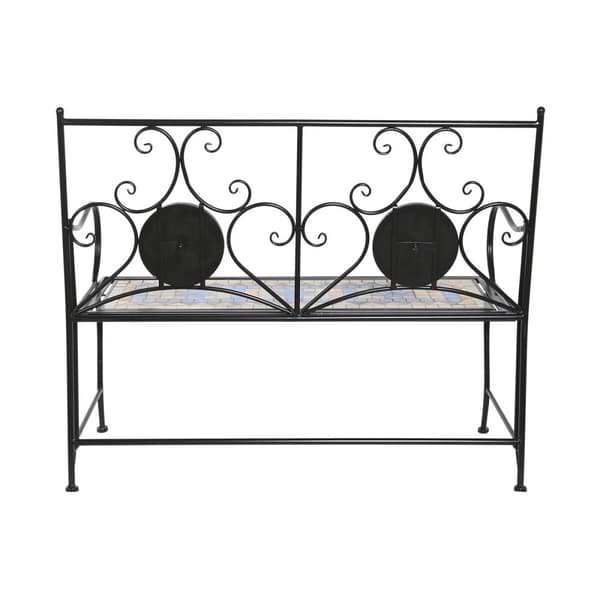 Bænk DKD Home Decor Sort Multifarvet Mosaik 111 x 54 x 88 cm