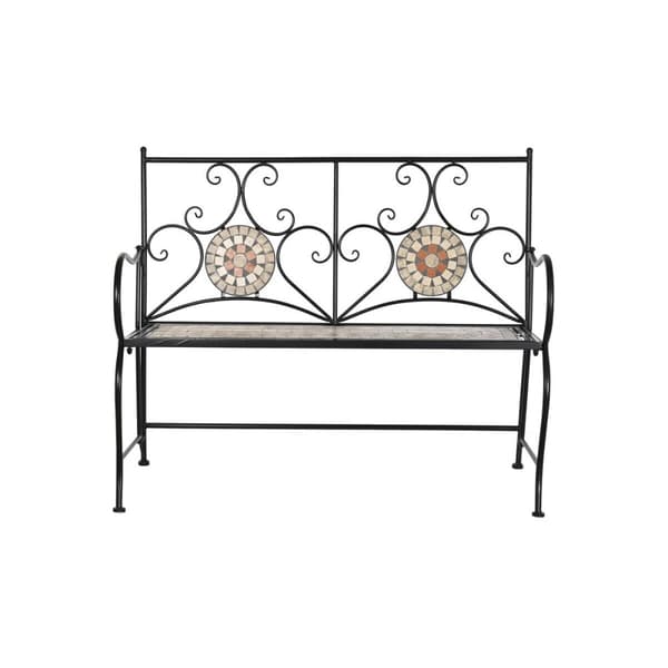 Bænk DKD Home Decor Sort Multifarvet Mosaik 111 x 54 x 88 cm