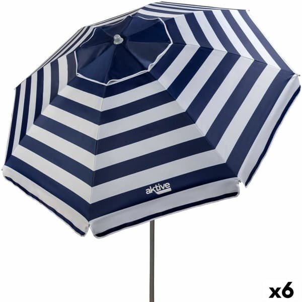 Senčnik Aktive Blå/hvid 200 x 200 x 200 cm Stål Oxford-stof (6 enheder)