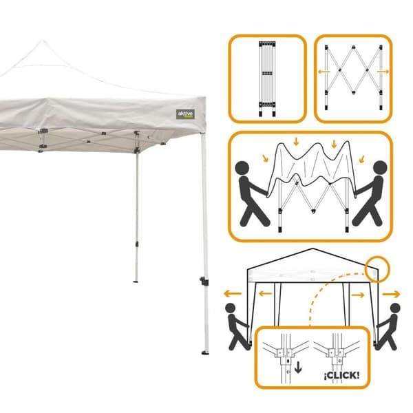 Gazebo Aktive Foldbar Justerbar højde Stål Polyester 420D Oxford Hvid 300 x 320 x 300 cm