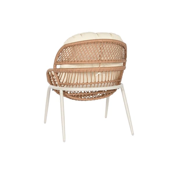 Bord med 2 lænestole Home ESPRIT Hvid Beige Grå Natur 55 x 55 x 47 cm