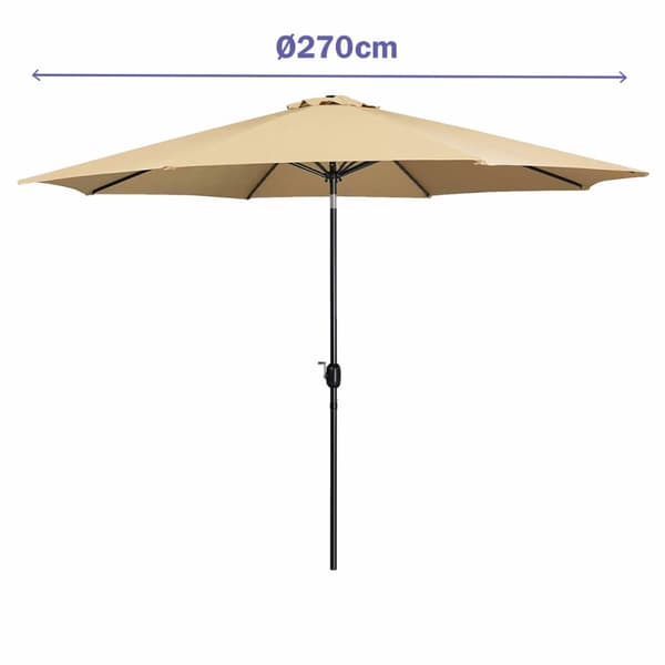 Marbueno Parasoll Stål 8 Spidser D270 cm Polyester Brun Have, Pool, Terrasse 10482