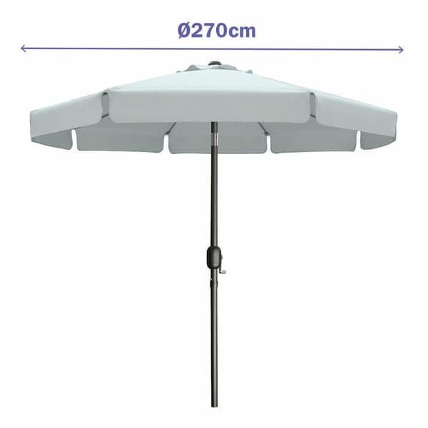 Marbueno Parasoll Stål 8 Spidser D300 cm Polyester Hvid Have, Pool, Terrasse 10489