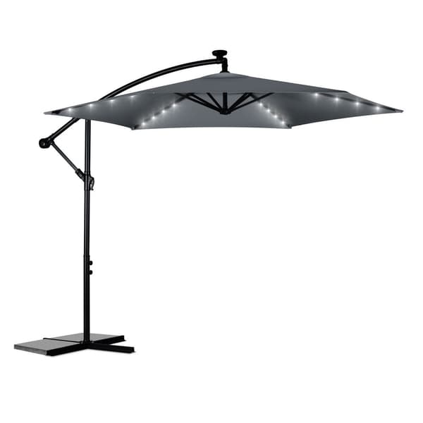 Taitettava puutarhasateenvarjo 6 segmenttiä 350 cm kannella ja valoilla Plonos PL-882