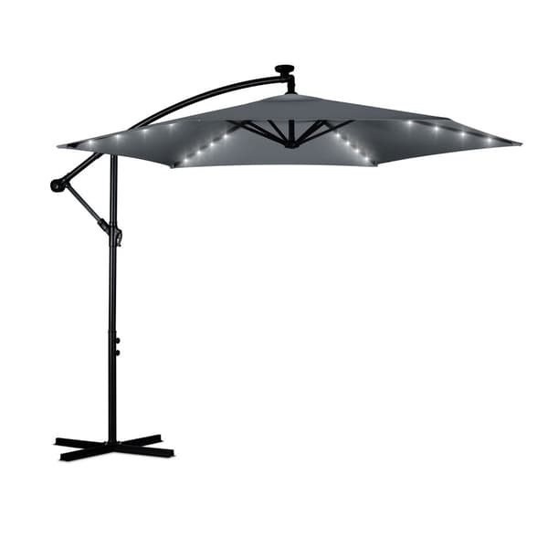 Taitettava puutarhasateenvarjo 6 segmenttiä 350 cm kannella ja valoilla Plonos PL-882